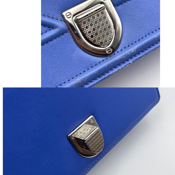 Christian Dior small Diorama flap bag in blue silver leather shoulder bag - Picture 12 of 16